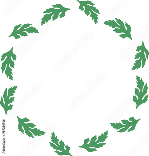 菊の葉っぱ円形フレーム