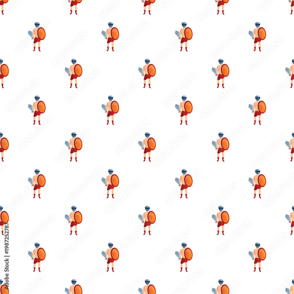 Obraz premium Gladiator with shield and sword in a repeating seamless pattern