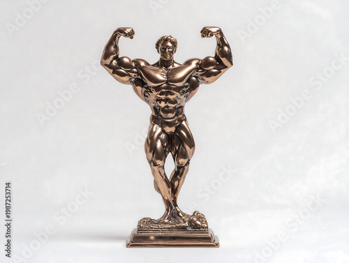 Golden Bodybuilder Statue in Classic Double Biceps Pose