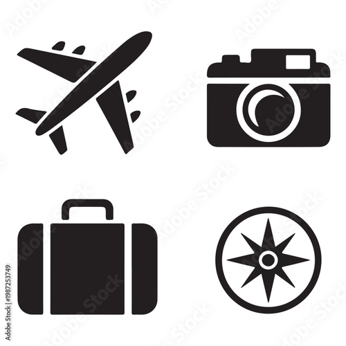 Suitcase luggage icon travel bag tourism journey silhouette illustration design