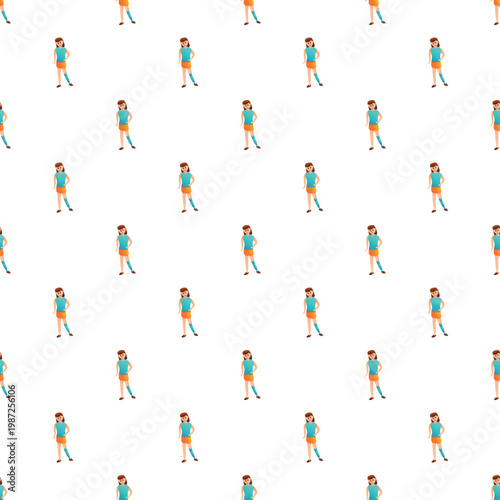 Repeating girl cartoon character background showing inclusion and diversity with disability