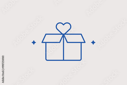 Open donation box with a heart for collecting goods for those in need. Practical Vector Illustration and line icon is perfect for community centers and food bank collection points.