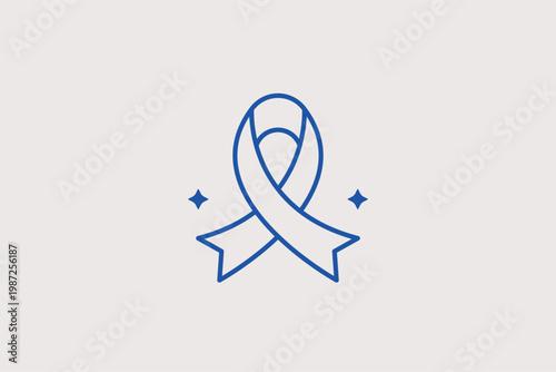 Awareness ribbon with a heart for support for health causes and cancer research. Meaningful Vector Illustration and line icon is ideal for charity events and solidarity campaigns.