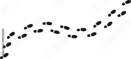 Trace, human steps, footprints in shoes, path, isolated on transparent vector eps