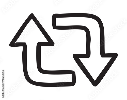 Symbol for ongoing update process. Arrows depicting continuous synchronization activity in interfaces. Looping arrows illustrating refresh and synchronization actions in digital systems