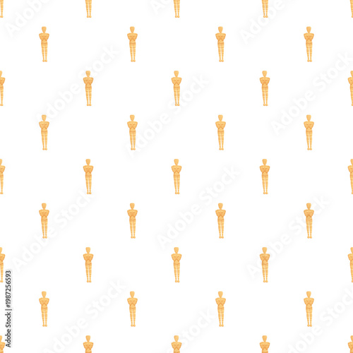 Golden award statuettes repeating in a seamless pattern on a clean white background