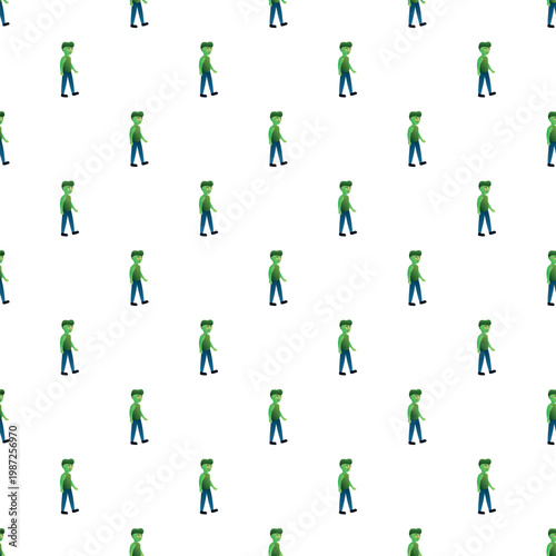 Cartoon zombie characters walking on a repeating seamless pattern