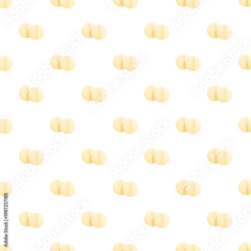 Yellow pills creating a seamless repeat pattern on a white background