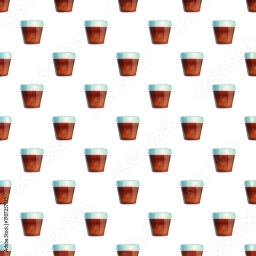 Repeating americano glasses with ice cubes creating a beverage design