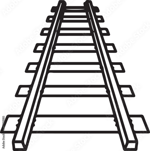 Black Outlined Icon of Train Tracks