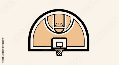 Illustration of a basketball hoop and backboard.