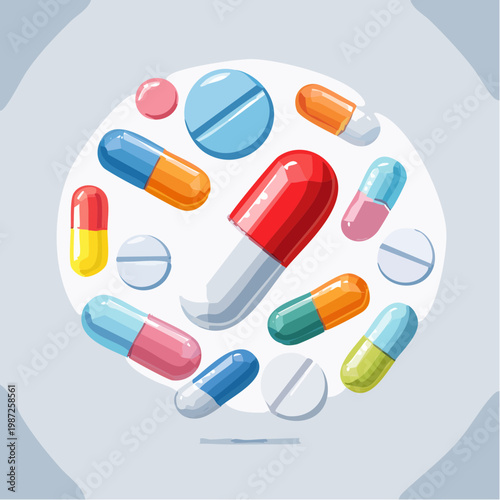 Bunte Pillen und Kapseln