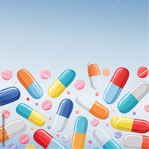 Bunte Pillen und Kapseln
