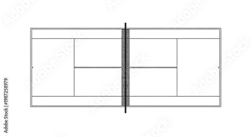 A line drawing of a ping pong table.