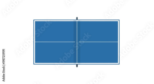 Blue ping pong table top view.