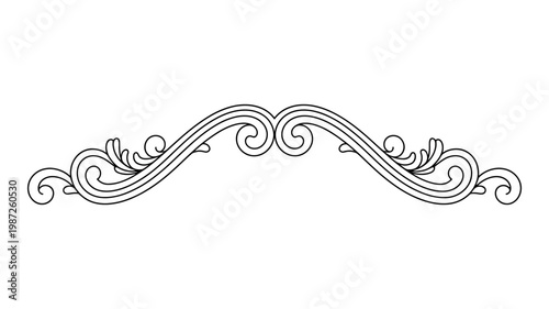 A simple black and white illustration of a decorative flourish resembling a curved ornamental design element high quality professional detailed modern elegant stylish clean crisp vibrant
