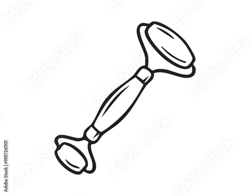 Compact facial roller for face massage and lymphatic drainage, handheld beauty tool ideal for morning routine, smooth rounded rollers and ergonomic handle designed to soothe skin, boost circulation