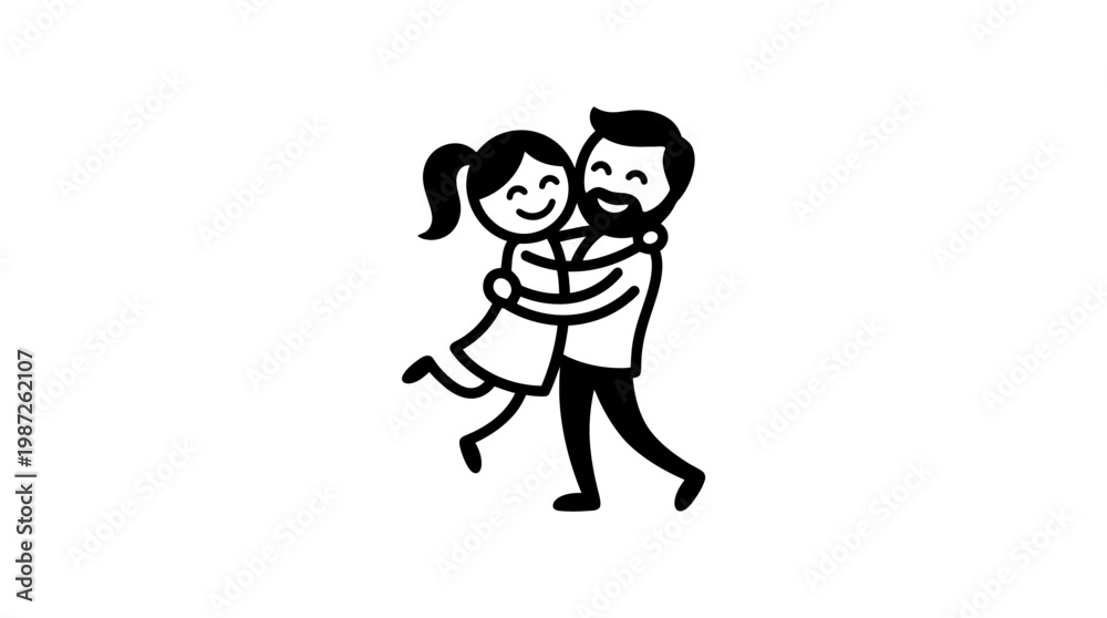 Fototapeta premium Father and Daughter Embrace Vector