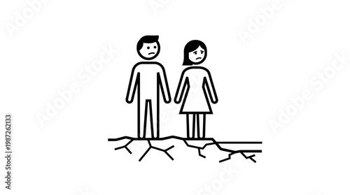 Couple Standing on Cracked Ground Symbolizing Relationship Problems