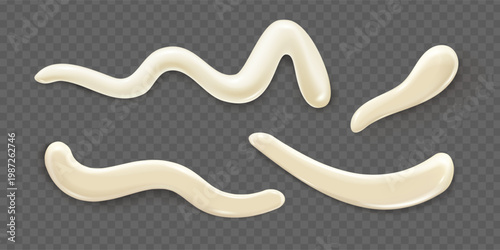 Creamy mayonnaise splash. Realistic 3d white sauce drop with liquid vanilla texture. Isolated vector blob and whipped mousse swirl for salad dressing labels, yogurt dips and creamy food illustrations.