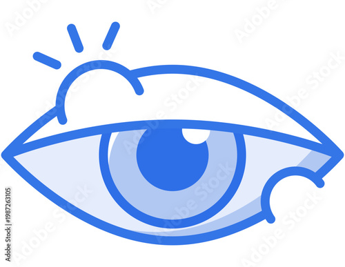 Eye Irritation Icon Blue Outline Medical UI Vision Problem
