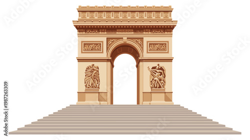 Vector illustration of a classic neoclassical triumphal arch monument isolated on white