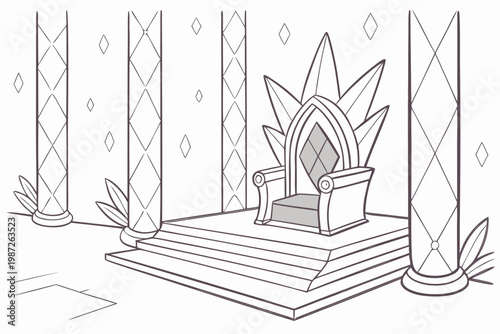 Crystal throne chamber cartoon background simple vector illustration