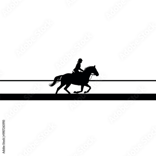 Silhouette of a Horse and Rider in Motion.
