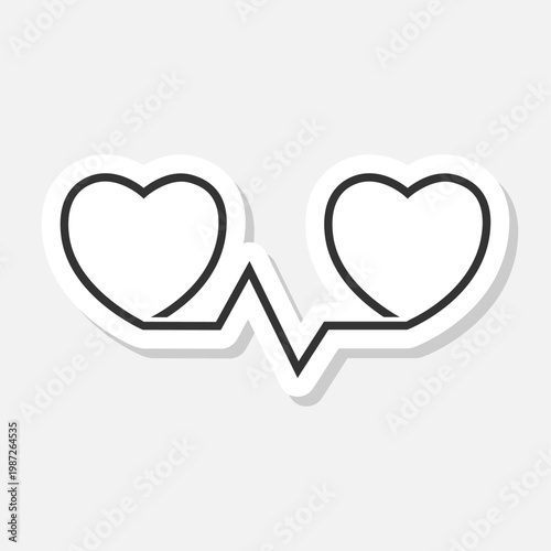 Heart and Heart pulse icon sticker isolated on gray background
