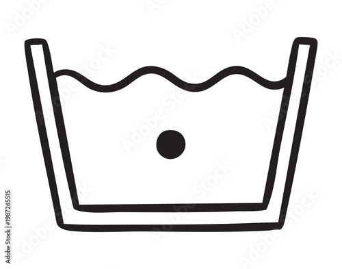 Water level indicator symbol. Laundry instruction graphic showing water level with gentle cycle indication. Symbol representing laundry guidelines with water level dot for delicate fabric washing