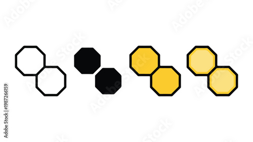 Geometric shapes comprising circles, triangles, diamonds, and symbols arranged on a clean surface