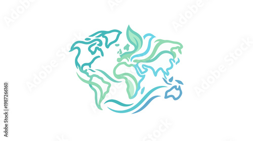 Abstract Earth Design with Leaves Environmental Concept