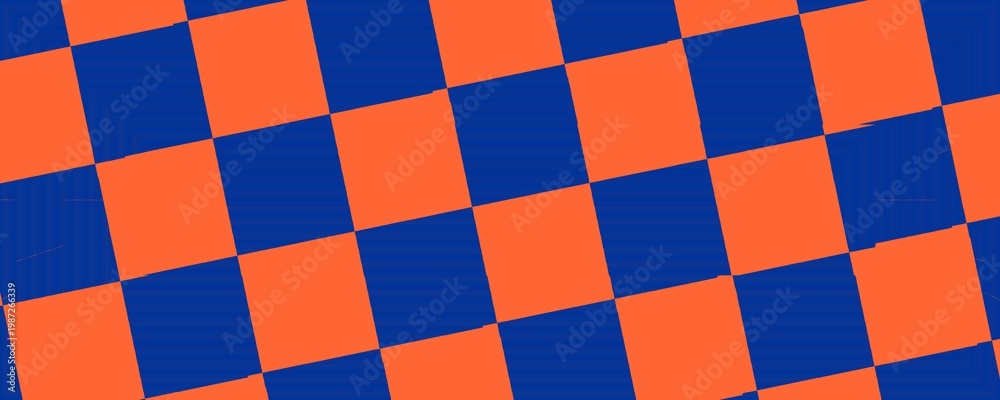 Fototapeta premium Diagonal Checkerboard Pattern in Vibrant Orange and Blue
