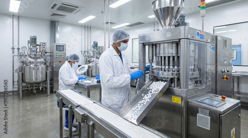 Automated Pharmaceutical Production Line in Modern Medical Laboratory
