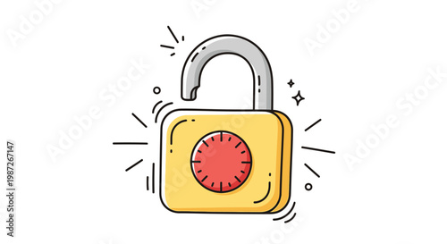 A 3d golden metal padlock and key icon isolated on white to symbolize security, safety, and the protection of private access with a heavy steel guard locked for maximum ironclad protection