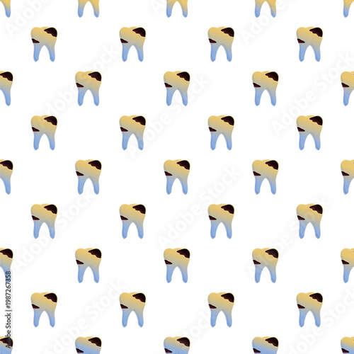 Decaying teeth flat graphic seamless background showing poor oral hygiene and dental problems