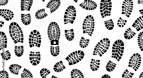 Footprint Pattern Set of Diverse Shoe Prints, Boot Imprints, and Track Mark Designs for Footwear, Outdoor Activities, and Environmental Awareness