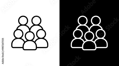 Crowd White Icon Set Design