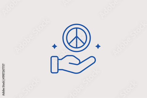 Fotografía Hand holding a peace symbol line icon for humanitarian missions and conflict resolution apps