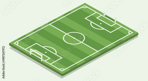 a green soccer field with white lines.