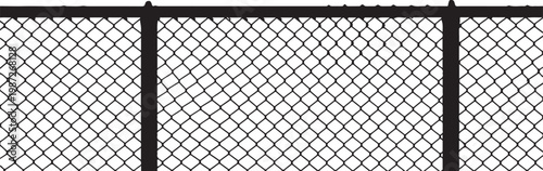 Chain link fence silhouette pattern showing wire mesh texture on transparent background for boundary security safety protection design.