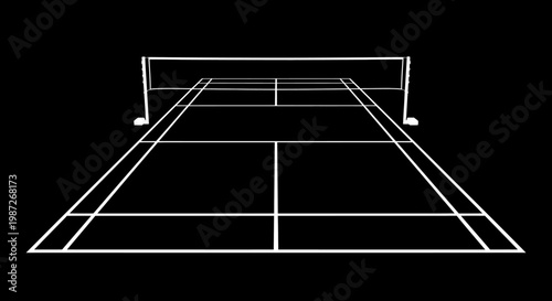 Illustration of a tennis court outline.