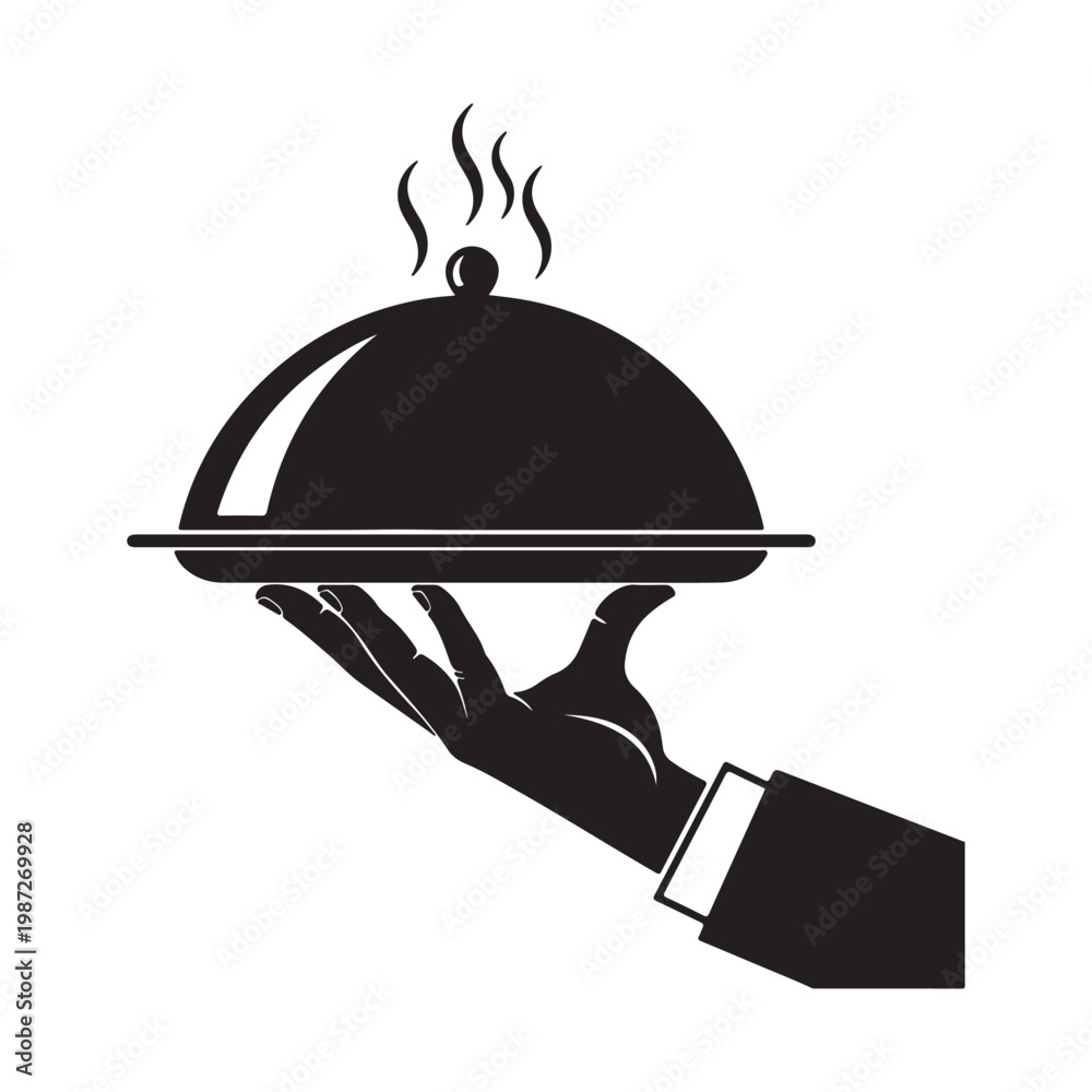 Fototapeta premium Serving hot dish on a tray vector illustration