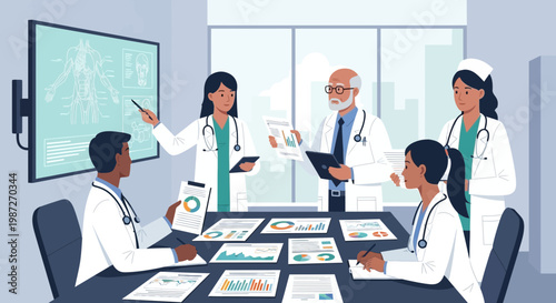 Medical professionals, doctors, and nurses in meeting, healthcare discussion, hospital conference, medical team collaboration