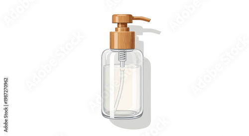 Empty clear plastic soap dispenser bottle with brown cap