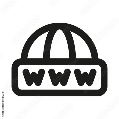 World wide web icon. Modern www minimal isolated line icon for internet technology, ideal for global connectivity, web browsing and digital communication systems.
