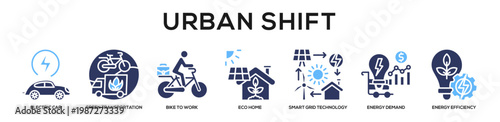 Glyphcolor - Urban Shift web banner icon vector illustration concept