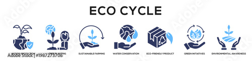 Glyphcolor - Eco Cycle web banner icon vector illustration concept