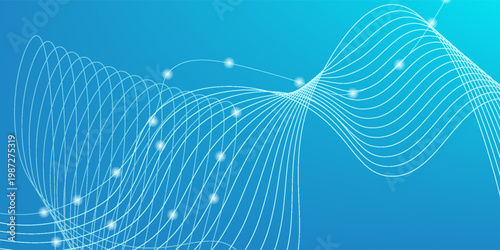 Geometric abstract background with connected lines and dots. Wave flow. Molecule and communication background. Graphic background for your design