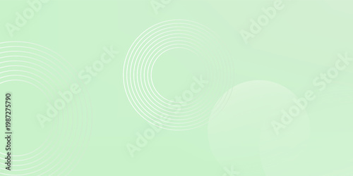 Minimalist soft Abstract Background in Gradient green and white Tones with Circles. Circle effect style geometric, abstract background.